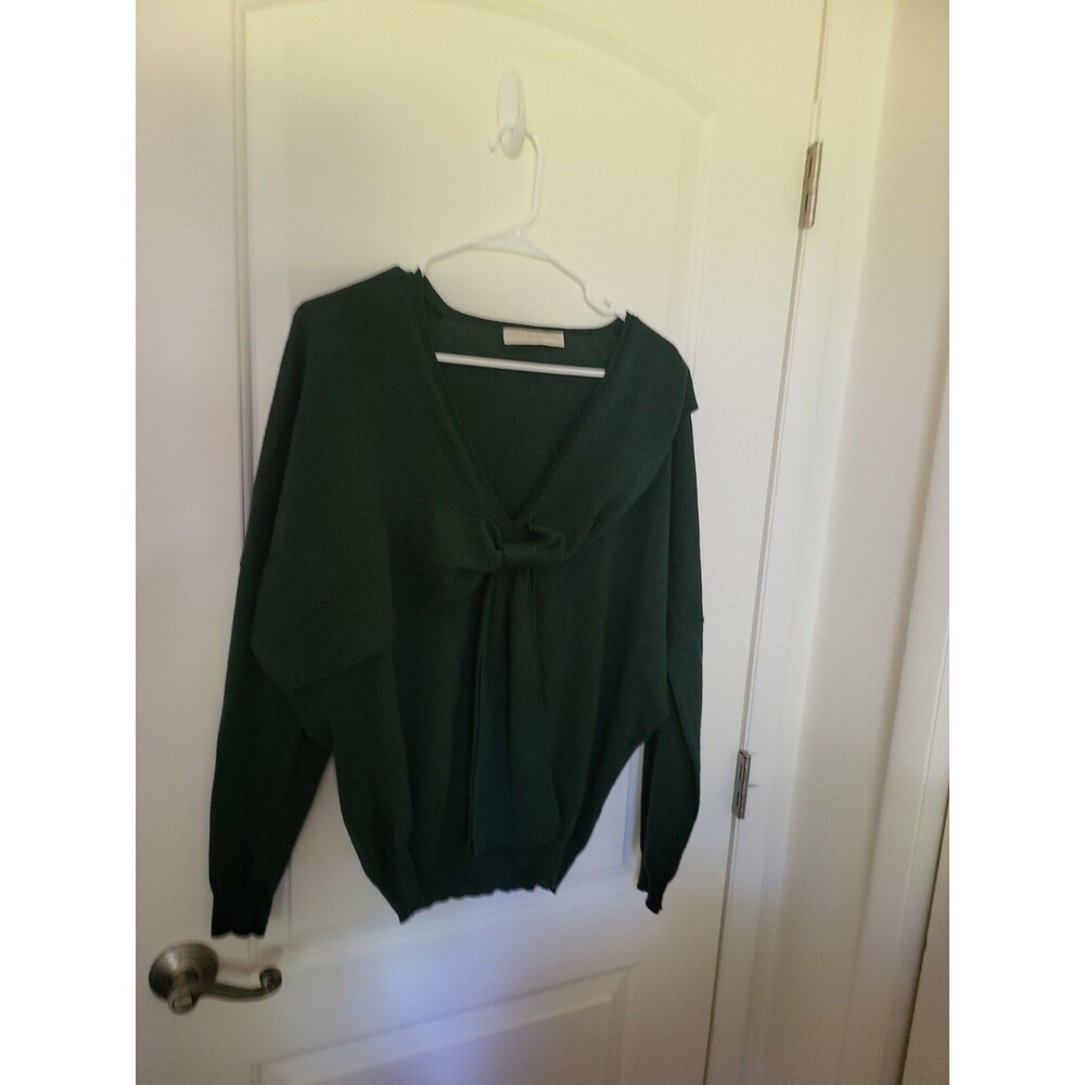 Stella Mccartney Sweater Green Long Sleeve Bow Luxury Cashmere Blend Size 42